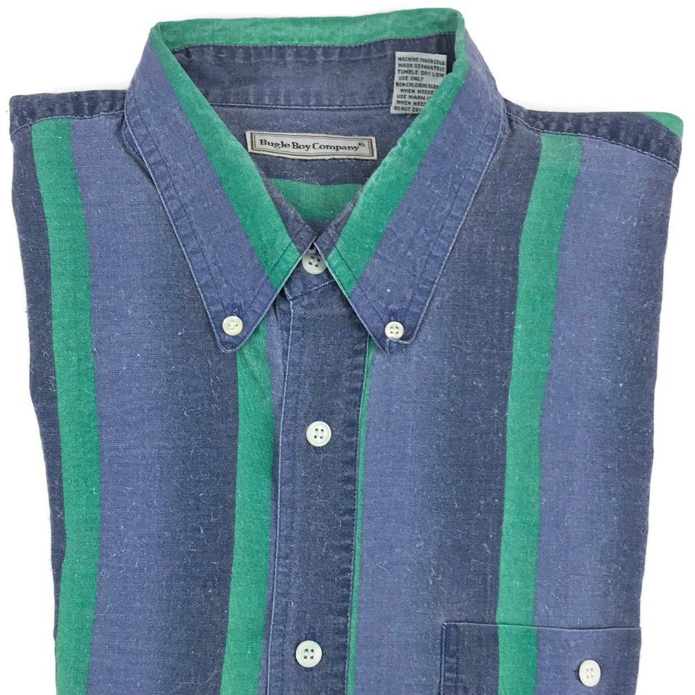 Vintage Bugle Boy Striped Shirt XL Retro Hipster